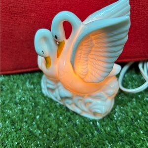 Vintage White Swimming Ceramic Swan Night Light